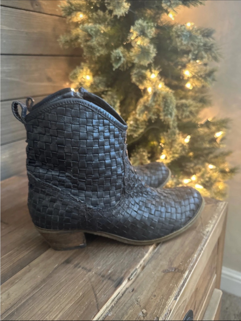 MIA Black Woven Ankle Boots